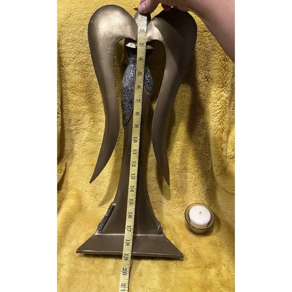 Pier 1 Angel 19” Metal Sculpture w Glass Mosaic Vintage Handmade Candle Holder